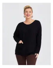 [Taking Shape] Natural Crew Neck Pocket Jumper in Black