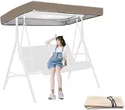 Swing Chair Canopy Replacement, Patio Swing Canopy Replacement Top Cover 3 Seater,Waterproof Top Cover for Hammock Swing Chair Swing Canopy Cover Outdoor,Khaki,19