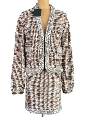 NWT ST. JOHN Knits Camel Texture Float Jacket Blazer Skirt Suit sz 18 $2390