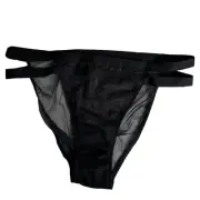 NWT Victoria's Secret Very Sexy Large String Bikini in Black Mesh Sheer NEW