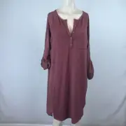 PRANA - WOMEN'S MEDIUM - BRANDY ROLL UP SLEEVE HENSLEY HENLEY DRESS