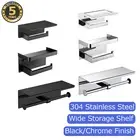 Toilet Roll Holder with Shelf Wall Mounted 304 Stainless Steel Black/Chrome