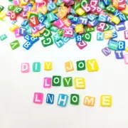 English Alphabet Letters Charms - Multicolor Craft Polymer Clay Sequins 20gram