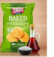 3 Pack X Snips Baked Potato Chips Salt and Vinegar Flavor ( 65% Less Fat) 120g
