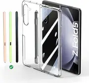 [teroxa] for Galaxy Z Fold 5 Case with S Pen Holder Slot, Samsung Fold5 Stylus Phone Back Cover Slim Fit Thin Lightweight Hard PC Bumper Shockproof (Clear)