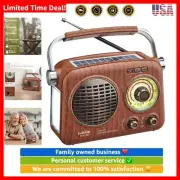 Radio Portable AM FM Shortwave,Vintage Radio Bluetooth Speaker with Crystal C...