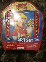 Mickey Racers Art Set Crayons Pencil Eraser Art Pad Sharpener Mini Markers