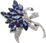 [TOGEVAL] 1pc Blue Crystal Corsage Rhinestones Leaf Corsages Crystals Decor Gemstone Brooch Pin Versatile Blue Decor Floral Decor Pearl and Rhinestone Brooch Decor Retro Decor Alloy