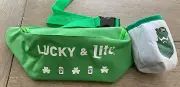 NEW! MILLER LITE Fanny Pack "Lucky & Lite" with Zipper and Attached Can Holder