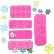 5Pcs/Set Snowflake Silicone Mold Fondant Silicone Mold for Cake Cupcake Decoration, Snowflake Resin Mold DIY Chocolate Candle Ornament Resin Molds