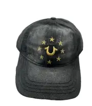True Religion Hat Metallic Star Horseshoe Black Fitted Strapback Cap OSFA NWT