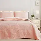 Queen Quilt Bedding Set, Lightweight Blush Pink Quilts Queen Full Size for Al...