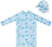 Big Softies Long Sleeve Rashie with Swim Hat- Whale, Size 0
