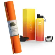 Jade Yoga Harmony Mat - Orange & Iron Flask Wide Mouth Bottle with Spout Lid,