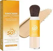 Mineral Sunscreen Setting Powder, Natural Translucent Mineral Brush Powder, SPF 50 PA++, Long Lasting Oil Control, Light and Breathable, Suitable for All Skin Types (1pc)