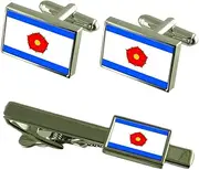 [Select Gifts] City Cesky Krumlov Czech Republic Flag Cufflinks Tie Clip Box Gift Set