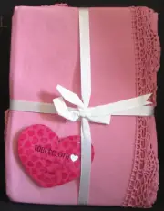 Target Brand 2003 Vintage PINK Fabric 70" Round Tablecloth w/Crocheted Edge NWT