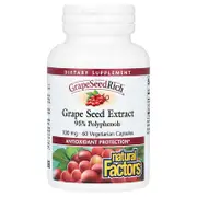 Natural Factors, GrapeSeedRich, Grape Seed Extract, 100 mg, 60 Vegetarian Capsules
