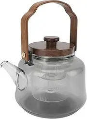 Tea Kettle Stovetop, 1000ml High Borosilicate Tea Maker Set Tea Maker Set with 2 Removable Infusers, Glass Stovetop with Wood Handle for Electric Ceramic Cooktop