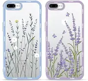 Foonary 2 Pack Clear Flower Set Suitable for iPhone 8/SE 2022/7/SE 2020 Transparent 4.7", Phone Case With Lavender Beautiful Fun Aesthetic Pattern Cover, Soft TPU Silicone Shockproof Protective Box