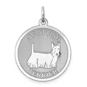 Sterling Silver Rhodium-Plated Scottish Terrier Disc Charm