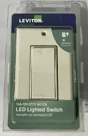 Leviton 5672-2T Illuminated Rocker Switch Illuminated LED Light 15A Light Almond