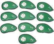 10pcs Iron Covers, Leather Covers for Iron with Magic Tape, Club Cover Fit All Brands for Callaway Cobra Etc (Green)