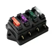 Securely Mountable 4 Way Blade Fuse Holder Box for Marine Kit Car Boat 12V 24V