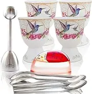 NobleEgg Egg Cups for Soft Boiled Eggs | Stainless Steel Egg Spoons | Egg Topper | Egg Timer