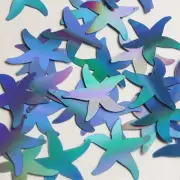 Starfish Flat Sequin 1.5" Top Hole Light Blue Lazersheen Rainbow Reflective