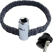 JRangelp Automotive Oil Filter Chain Wrench Adjustable Oil Fuel Filter Chain Wrench Double Chain Sleeve Type Oil Filter Wrench Pipe Fittings Tools Spanner