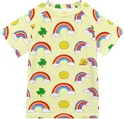[ODAWA] Rainbows Light Yellow Kids Swim Shirts UPF 50+ Sun Protection Swimwear Youth Rash Guard Boys and Girls