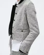 rag & bone Carmen Jacket Size 14 Black White Plaid Tweed Blazer $528