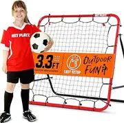 Soccer Rebounder Rebound Net, Kick-Back 3X3FT | Football Training Gifts, Aids & Equipment for Kids Teens & All Ages, Portable