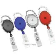 12 CARABINER RETRACTABLE ID BADGE HOLDER KEY ID CARD BADGE TAG CLIP HOLDER