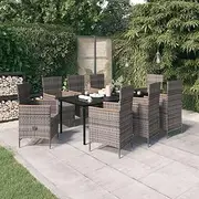 Generic 9 Piece Garden Dining Set with Cushions Grey,3099436