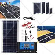 12-18V Black Solar Panel DC/USB Charging Dual USB Port Kit for Camping Traveling