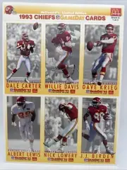 Kansas City Chiefs 1993 Fleer McDonald's limited ed Gameday sheets. 3 Cards MT