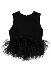 16 Arlington Hoku Feather-trimmed top - Black - 10 10