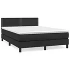 Box Spring Bed Faux Leather Queen Size Black Mattress 153x203 cm Comfort 3210