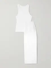 [Skin] Skin - Cathie Cadence Organic Pima Cotton-jersey Tank And Pants Set - White - 2 2 White