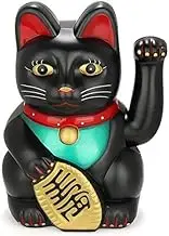 Monkey King Feng Shui Lucky Cats Lucky Beckoning Waving Wealth Cat Maneki Neko 15cm Tall Black