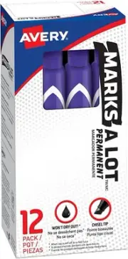 Avery 08884 Marks-A-Lot Large Chisel Tip Permanent Marker, Purple, 12 Each/DZ