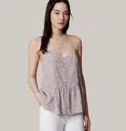 NWT new Ann Taylor LOFT Polka Dotted Peplum Cami Large Pink top shell