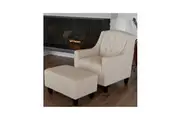 Canberra Beige Linen ArmChair & Footstool Set