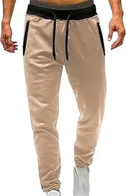 [JEShifangjiusu] Sweatpants Jogging Pants for Men Sweatpants Elasticated Waist Sports Running Pants Slim Fit Lightweight Drawstring, Khaki C1, XL