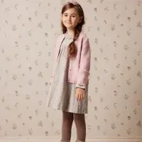 在飛比找Yahoo奇摩購物中心優惠-PIPPY-碎花棉質抽皺圓領連身裙洋裝-粉紫