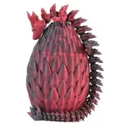 3D Printed Dragon Egg Toy 12" Crystal Articulated Dragon with Eyes Black Red