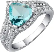 [VPbao] Charming Cubic Zirconia Triangle CZ Plated Sterling Silver Rings Blue