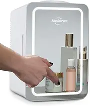 Koolatron 6 Liter/6.3 Quarts Beauty Portable Personal Mini Fridge, Makeup Mirror Fridge, LED Light, 12V DC/110V AC Plug Compact Cooler for Bedroom, Dorm, Car Great for Skincare & Cosmetics, ETL Listed
